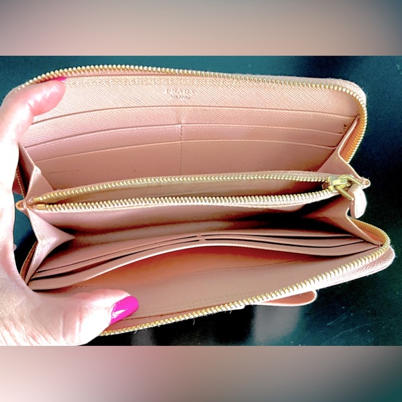 Prada Leather Zip Around Bow Wallet Ballerina Pink - Picture 9 of 13